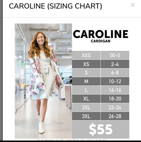 caroline lularoe size chart
